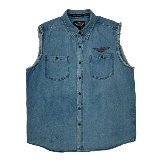Harley Davidson Denim Shirt - XL Blue Cotton