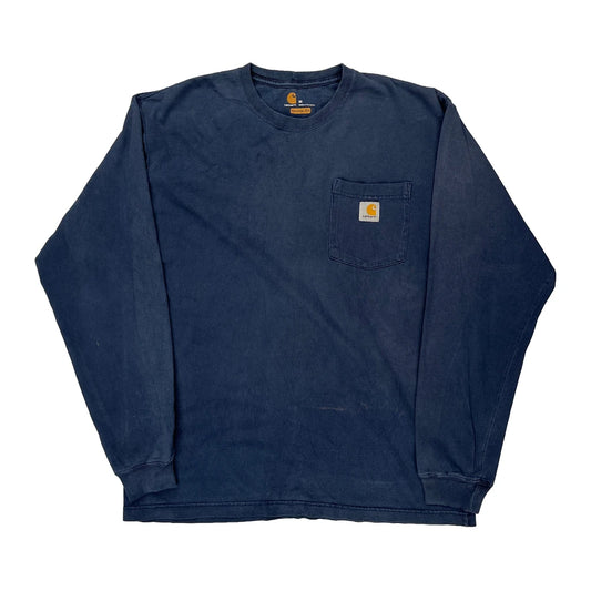 Carhartt Long Sleeve T-Shirt - Medium Blue Cotton