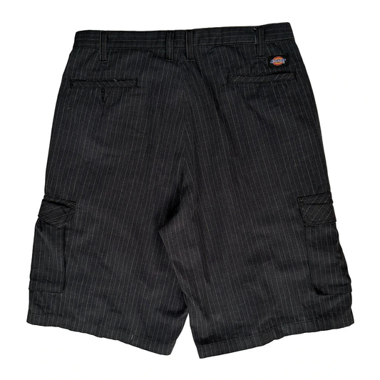 Dickies Checked Cargo Shorts - 34W 11L Black Cotton
