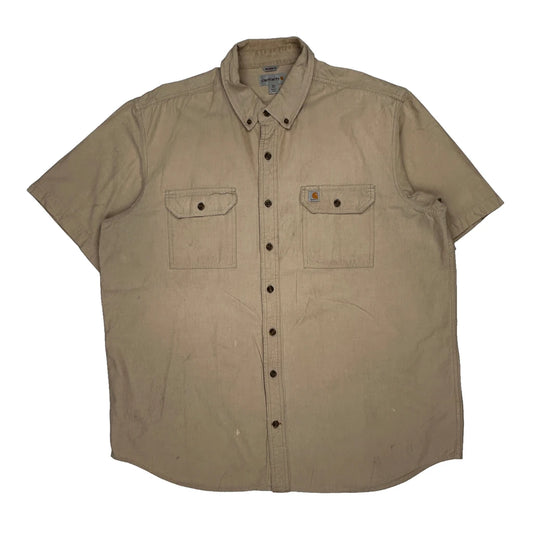 Carhartt Short Sleeve Shirt - 2XL Beige Cotton