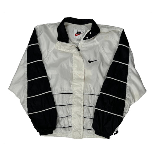 Nike Striped Windbreaker - Large Black & White Nylon