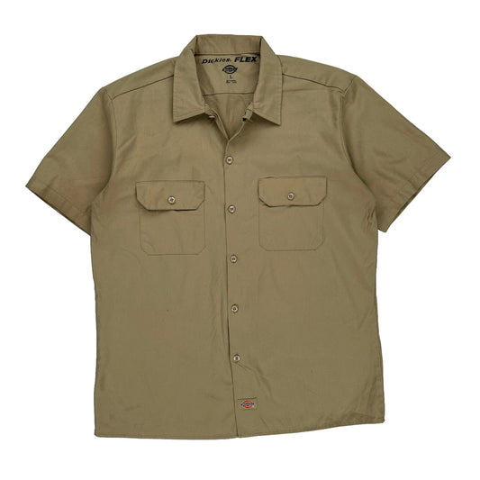 Flex Dickies Short Sleeve Shirt - Large Beige Cotton