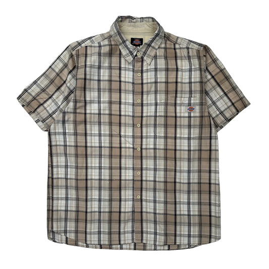 Dickies Checked Short Sleeve Shirt - Medium Brown Cotton