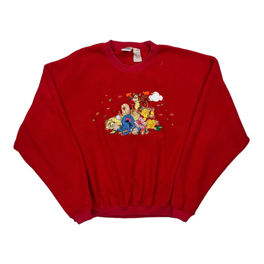 Disney Cartoon Sweatshirt - XL Red Cotton