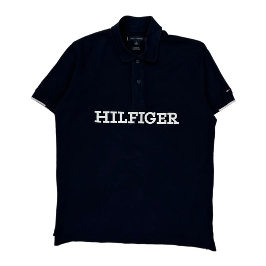 Hilfiger Tommy Hilfiger Spellout Polo Shirt - Medium Navy Cotton