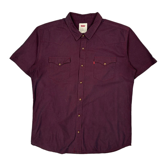Vintage Levis Short Sleeve Shirt - XL Burgundy Cotton