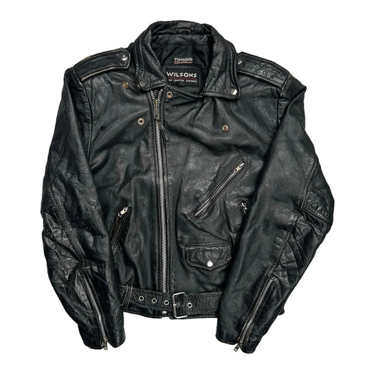 Thinsulate Wilsons Angel Wings Motorcycle Leather Jacket - Medium Black Leather