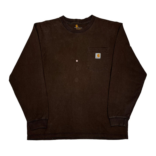 Vintage Carhartt Long Sleeve T-Shirt - Large Brown Cotton