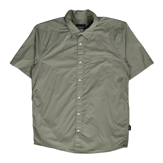 Patagonia Checked Short Sleeve Shirt - Medium Green Nylon