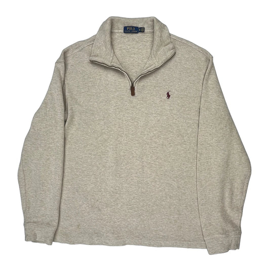 Polo By Ralph Lauren 1/4 Zip - XL Beige Cotton