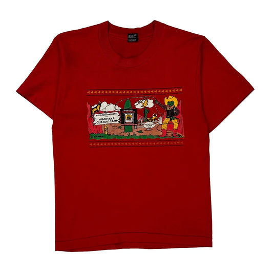Age 14 Fruit Of The Loom Single Stitch T-Shirt - Small Red Cotton Blend