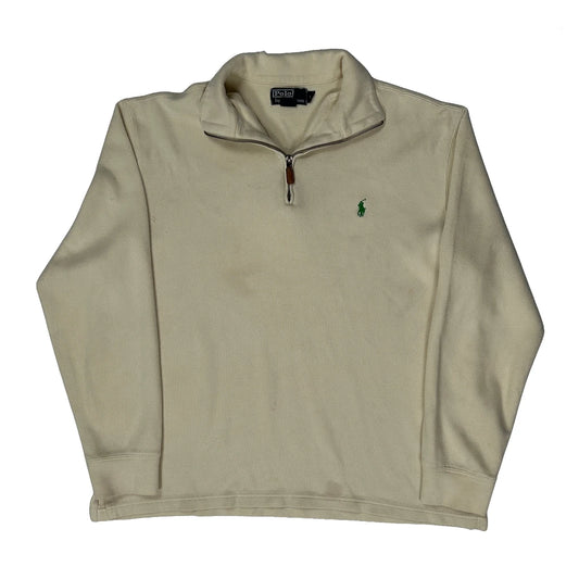 Polo By Ralph Lauren 1/4 Zip - Large Cream Cotton