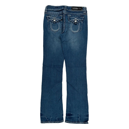 Adele Martin Boot Cut Jeans - 28W UK 6 Blue Cotton