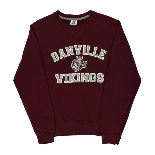 Russell Athletic College Sweatshirt - Small Burgundy Cotton Blend
