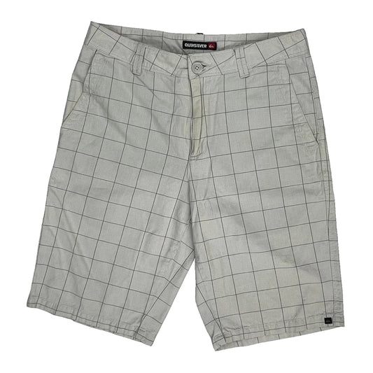 Quiksilver Checked Chino Shorts - 30W 10L White Cotton