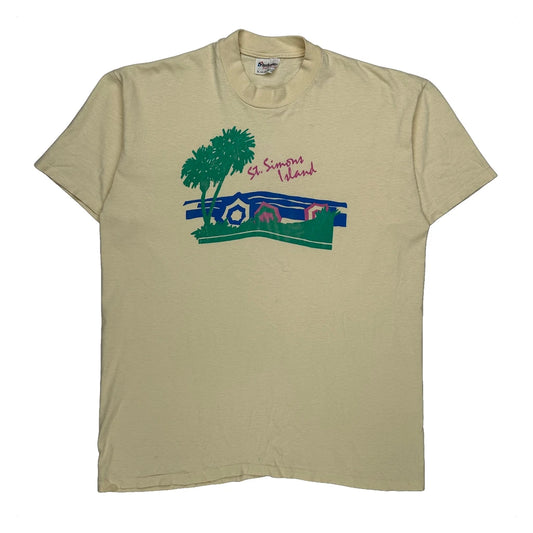 Vintage St. Simons Island Stedman Single Stitch T-Shirt - XL Cream Cotton