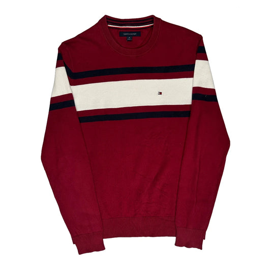 Tommy Hilfiger Striped Jumper - Medium Red Knitted