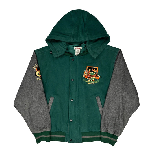 Vintage Tigger Disney Graphic Varsity Jacket - Medium Green Wool Blend