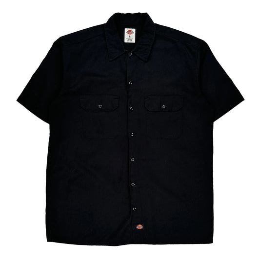 Dickies Short Sleeve Shirt - Large Black Polyester Blend