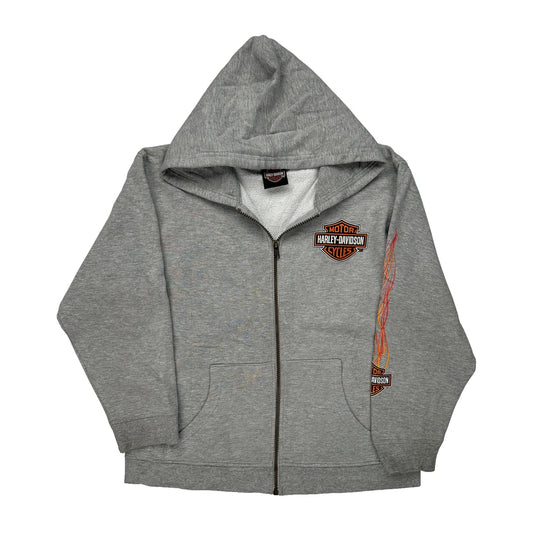 Age 11-12 Harley Davidson Hoodie - Medium Grey Polyester Blend