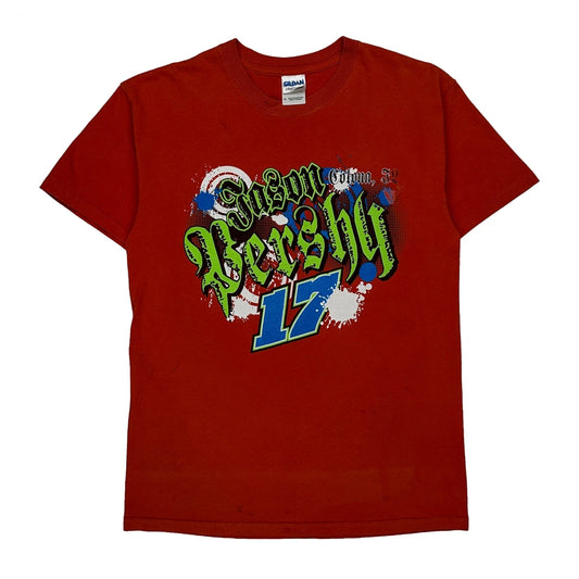 Jason Pershy 17 Gildan Graphic T-Shirt - Medium Red Cotton