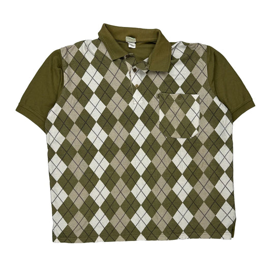 Haband Argyle Polo Shirt - XL Khaki Cotton