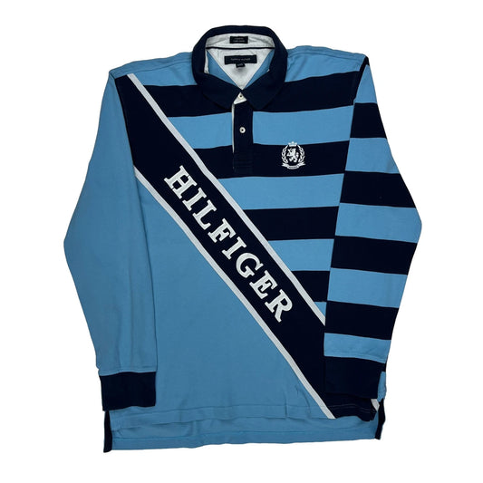 Tommy Hilfiger Striped Rugby Shirt - 2XL Blue Cotton