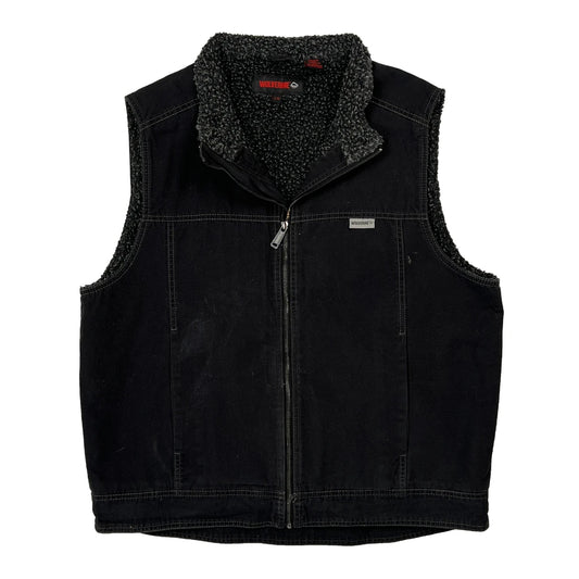 Wolverine Sherpa Lined Workwear Gilet - Large Black Cotton