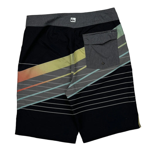 Vintage Quiksilver Striped Board Sport Shorts - 26W 9L Black Polyester