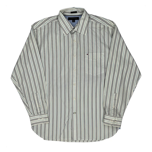 Vintage Tommy Hilfiger Striped Shirt - Large White Cotton