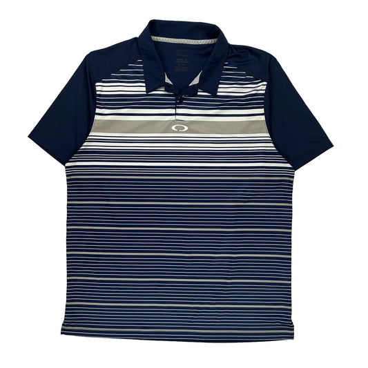 Oakley Striped Polo Shirt - XL Navy Polyester