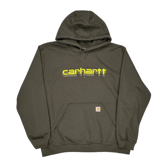 Carhartt Spellout Hoodie - 2XL Grey Cotton Blend