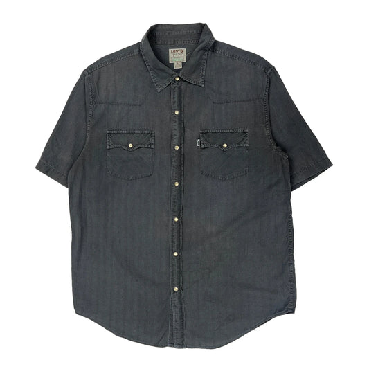 Levis Short Sleeve Shirt - Large Grey Cotton