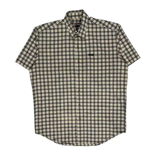 Chaps Ralph Lauren Checked Short Sleeve Shirt - Medium Cream Cotton
