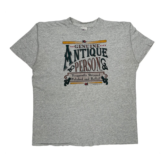 Vintage Genuine Antique Person Laid Back Single Stitch T-Shirt - XL Grey Cotton