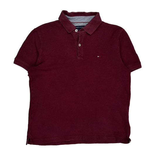 Tommy Hilfiger Polo Shirt - Medium Burgundy Cotton