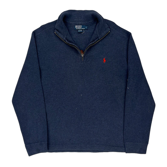 Polo By Ralph Lauren 1/4 Zip - Large Blue Cotton