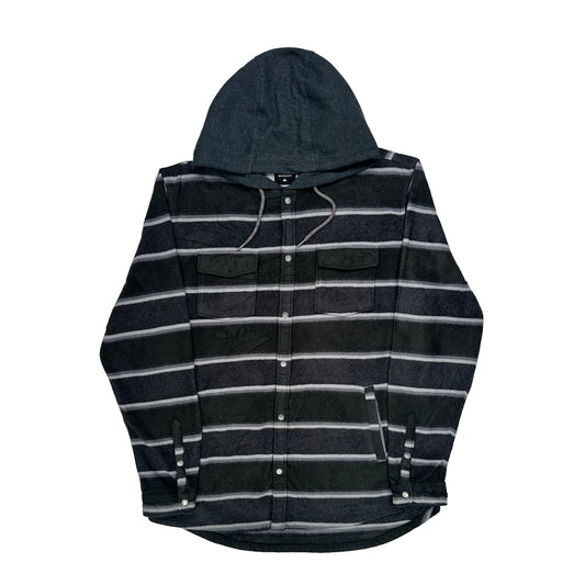 Quiksilver Striped Hoodie - XL Black Cotton