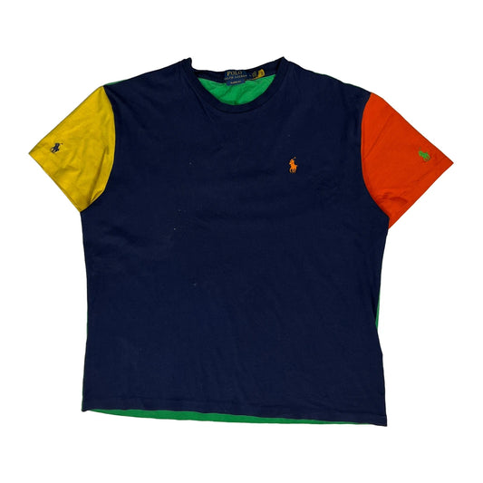 Vintage Block Colour Polo By Ralph Lauren T-Shirt - Medium Multicoloured Cotton