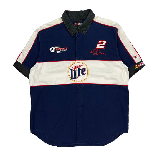 Penske Racing Chase Authentics Nascar Short Sleeve Shirt - Large Blue Cotton