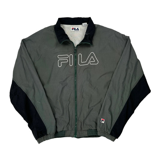 Fila Spellout Windbreaker - XL Grey Nylon