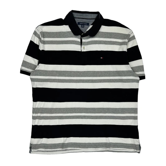 Tommy Hilfiger Striped Polo Shirt - XL Black Cotton