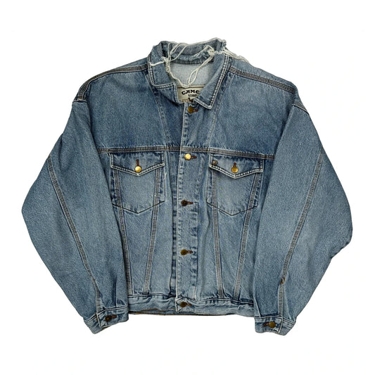 Vintage Camel Oversized Denim Jacket - XL Blue Denim