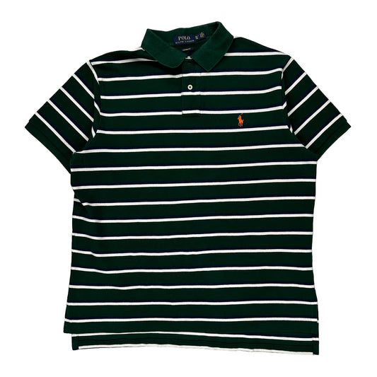 Polo By Ralph Lauren Striped Polo Shirt - XL Green Cotton