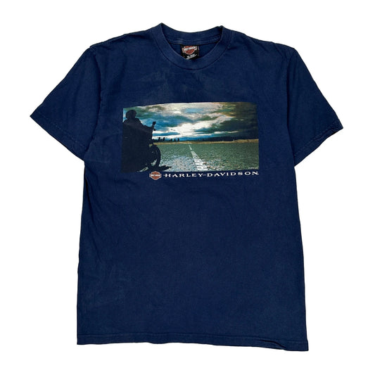 A.D. Farrow Co. Harley Davidson Graphic T-Shirt - Large Blue Cotton