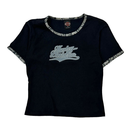 Harley Davidson Graphic T-Shirt - Medium Black Cotton