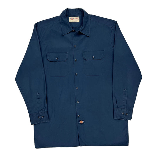 Dickies Tall Shirt - Large Blue Polyester Blend