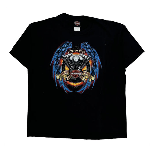Vintage Appleton Wisconsin Harley Davidson Graphic T-Shirt - XL Black Cotton