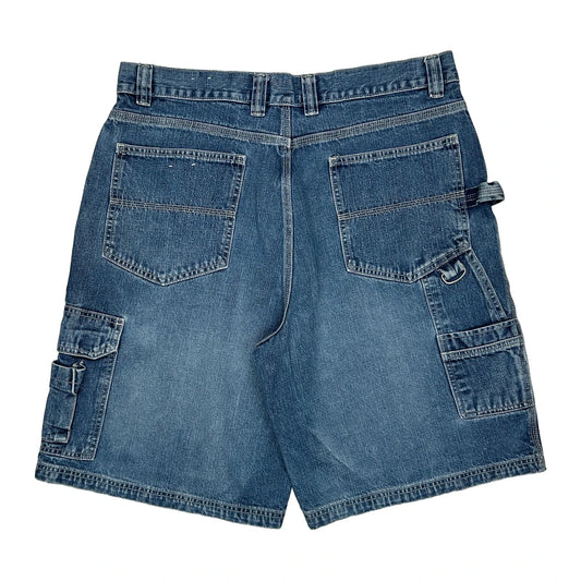 Faded Glory Cargo Carpenter Shorts - 35W 9L Blue Cotton
