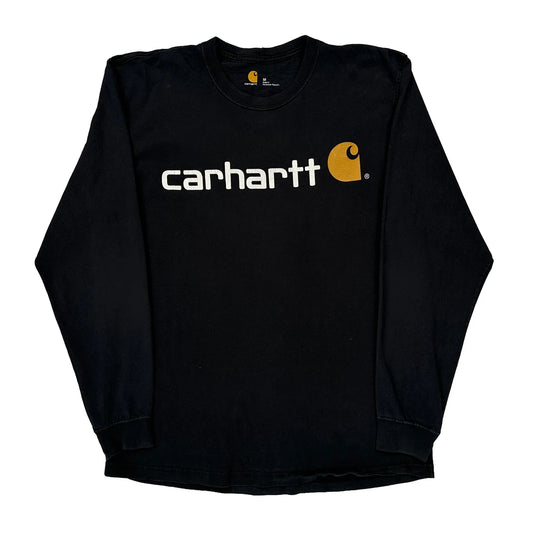 Carhartt Spellout Long Sleeve T-Shirt - Medium Black Cotton